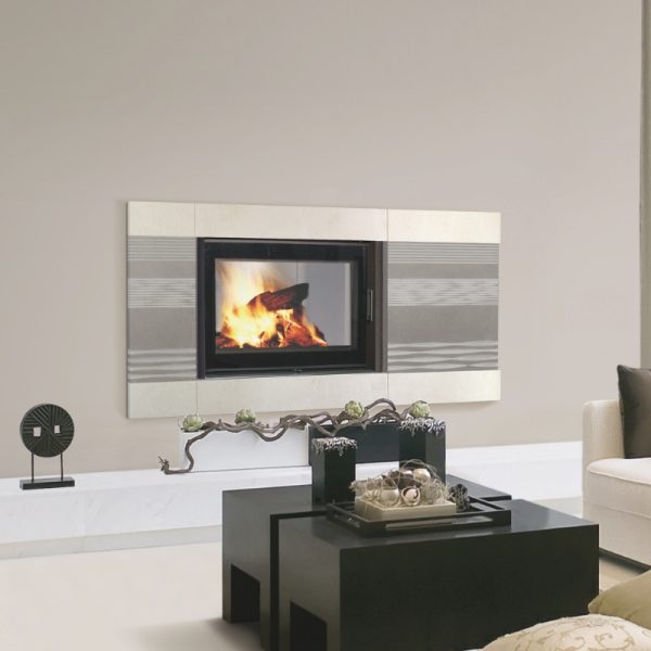 Cheminée concept Domino en pierre finition compo 3 vagues