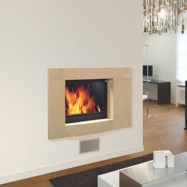 Cheminée concept Duplex en pierre finition lisse