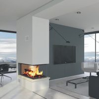 Cheminée design Epilogue en métal et pierre
