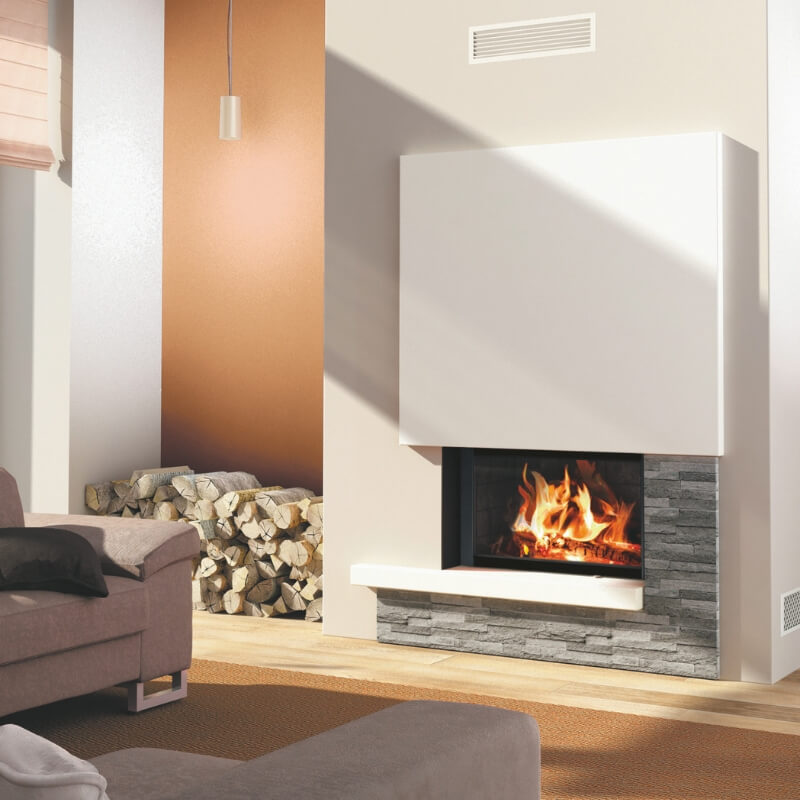 Cheminée contemporaine Petra Asy en pierre et rocaille de schiste