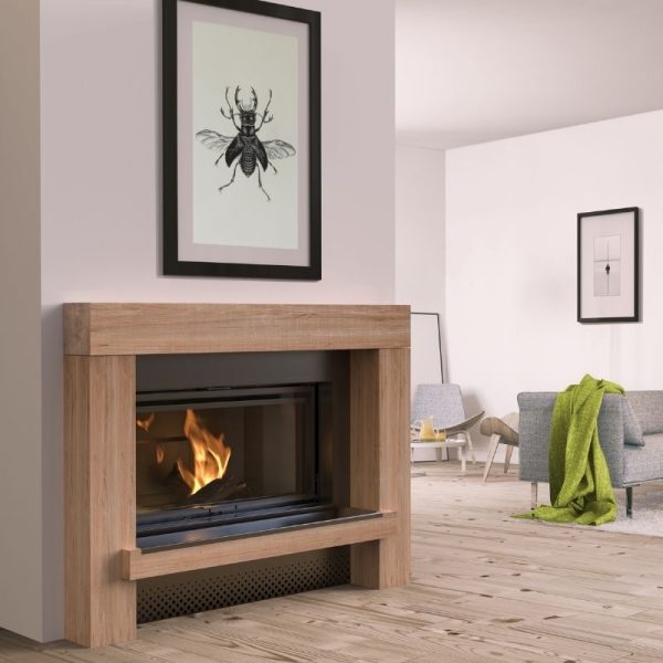Cheminée Oak Frame Black Steel